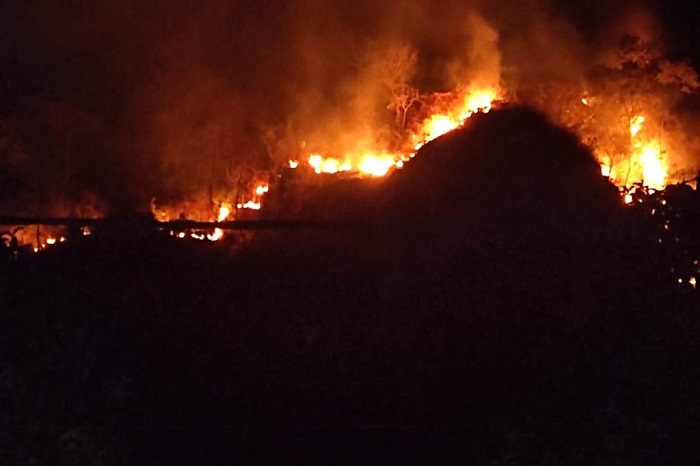 Kebakaran lahan terjadi di area lereng Gunung Jayanti. (Dok. BPBD Kabupaten Sukabumi) 
